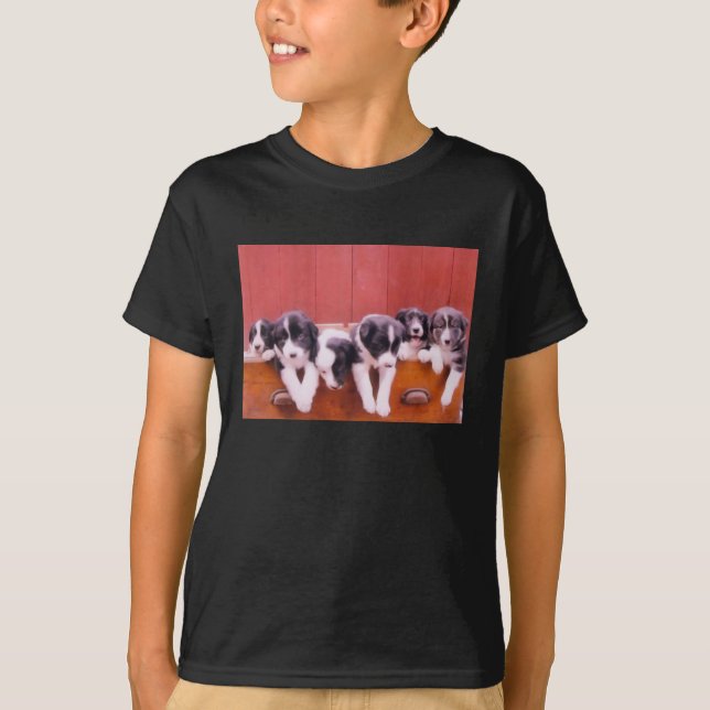 Cute Border Collie Puppies Animal T-Shirt (Front)