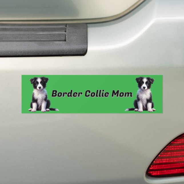 Cute Border Collie Puppy Bumper Sticker (On Car)