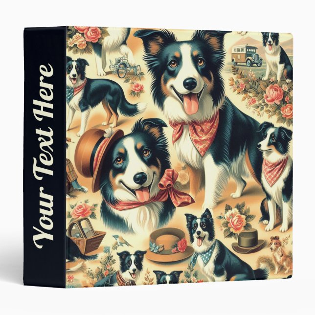 Cute Border Collie Seamless Binder (Front/Spine)
