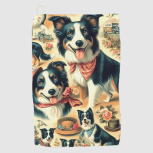 Cute Border Collie Seamless Golf Towel