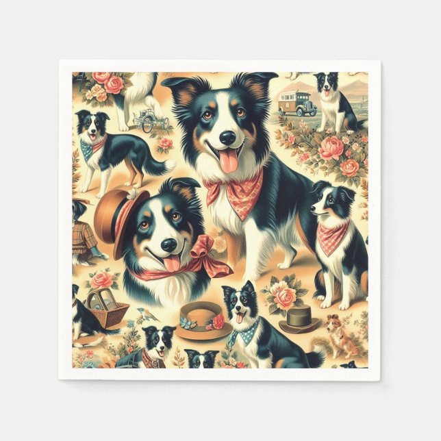 Cute Border Collie Seamless Napkin (Front)
