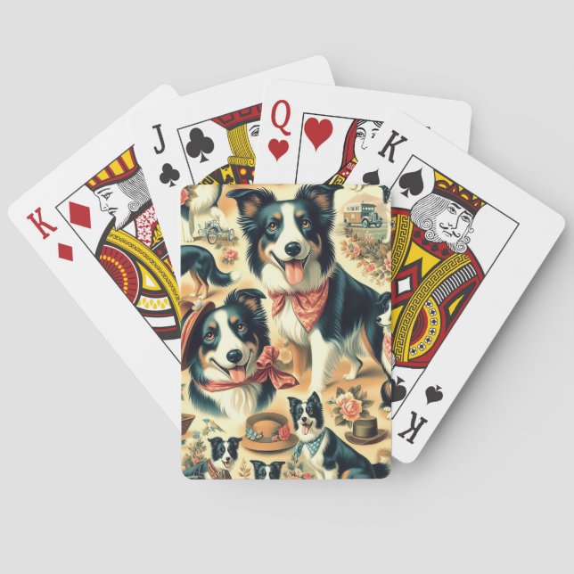 Cute Border Collie Seamless Playing Cards (Back)