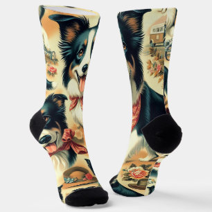 Cute Border Collie Seamless Socks