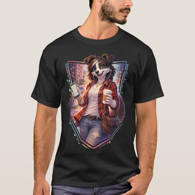 Cute Border Collie T-Shirt (Front)