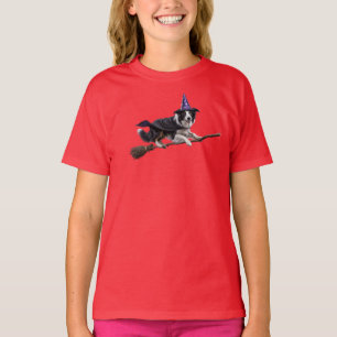 Cute Border Collie Witch Kids' T-Shirt