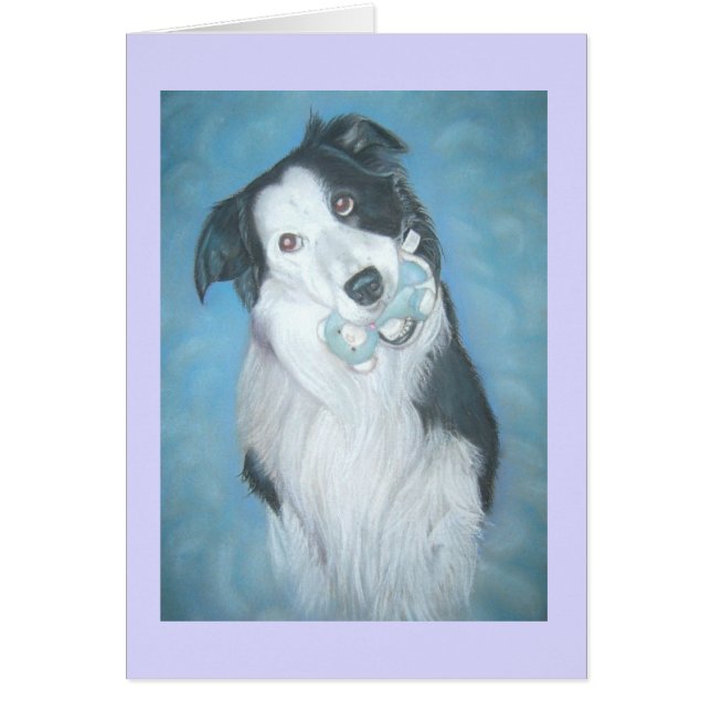 cute border collie with teddy dog thinking of you (Front)