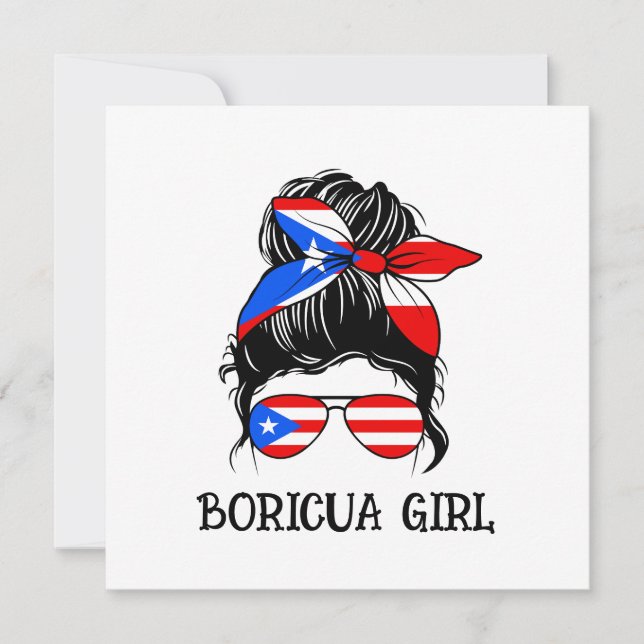 Cute Boricua Girl Puerto Rico Flag  (Front)