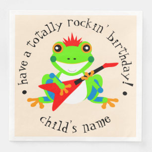 Cute Born to Rock Tree Frog with Red Guitar Napkin