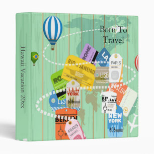 Cute Born To Travel Vacation Photo Album Binder
