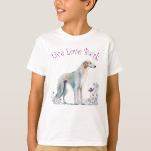 Cute Borzoi Dog Floral T-Shirt