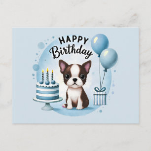 Cute Boston Terrier Birthday PostCard 
