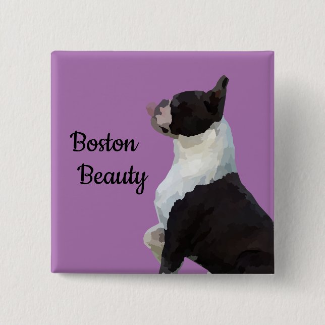 Cute Boston Terrier Boston Beauty Pin Button (Front)