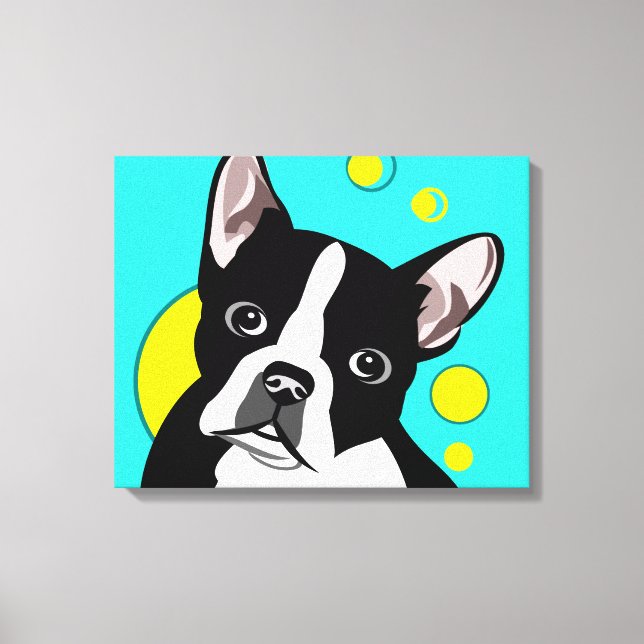 Cute Boston Terrier Canvas Art (Front)