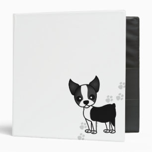 Cute Boston Terrier Cartoon Dog  - White Binder