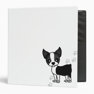 Cute Boston Terrier Cartoon Dog  - White Binder
