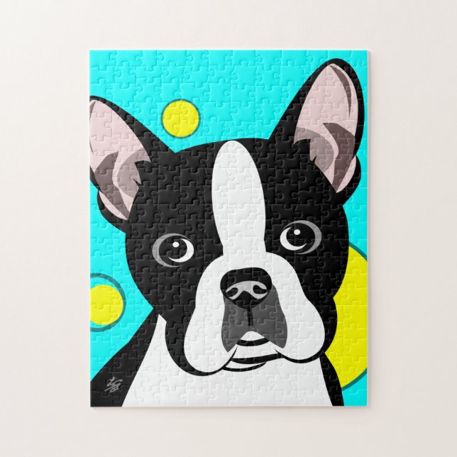Cute Boston Terrier Chien Jigsaw Puzzle Puzzle (Vertical)