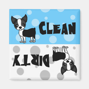 Cute Boston Terrier Clean Dirty Dishwasher Magnet
