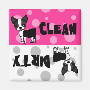 Cute Boston Terrier Clean Dirty Dishwasher Magnet