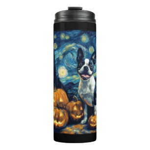 Cute Boston Terrier Dog Halloween Jack O Lantern P Thermal Tumbler
