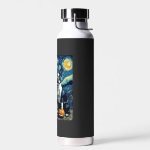 Cute Boston Terrier Dog Halloween Jack O Lantern P Water Bottle