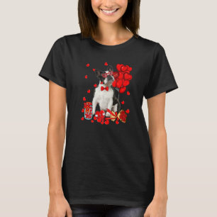 Cute Boston Terrier Dog Heart Valentine's Day Dog T-Shirt