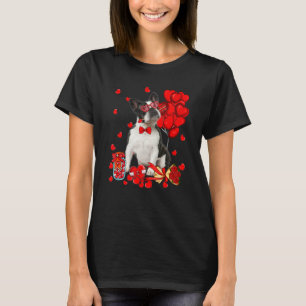 Cute Boston Terrier Dog Heart Valentine's Day Dog T-Shirt
