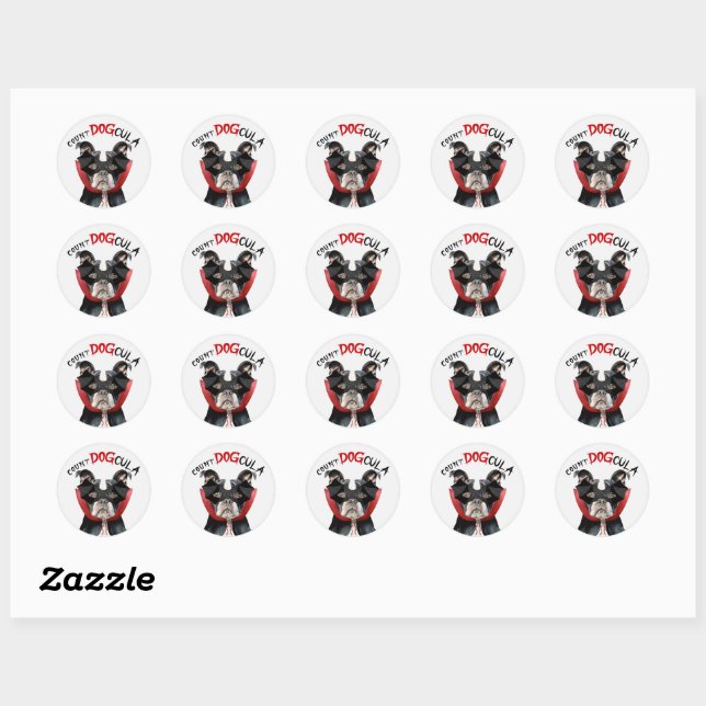 Cute Boston Terrier Dog Lovers Halloween Vampire Classic Round Sticker (Sheet)