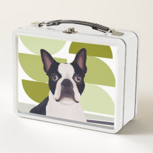 Cute Boston Terrier Dog Metal Lunch Box