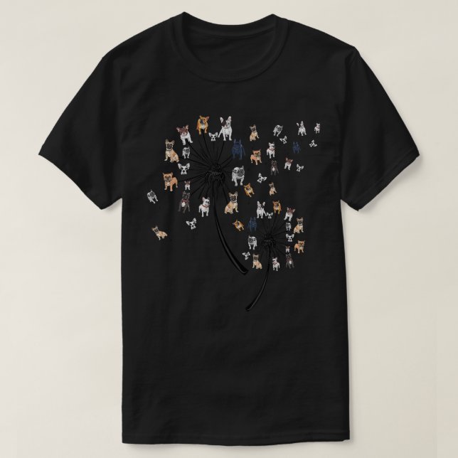 Cute Boston Terrier Dogs Dandelion Flower Flying D T-Shirt (Design Front)