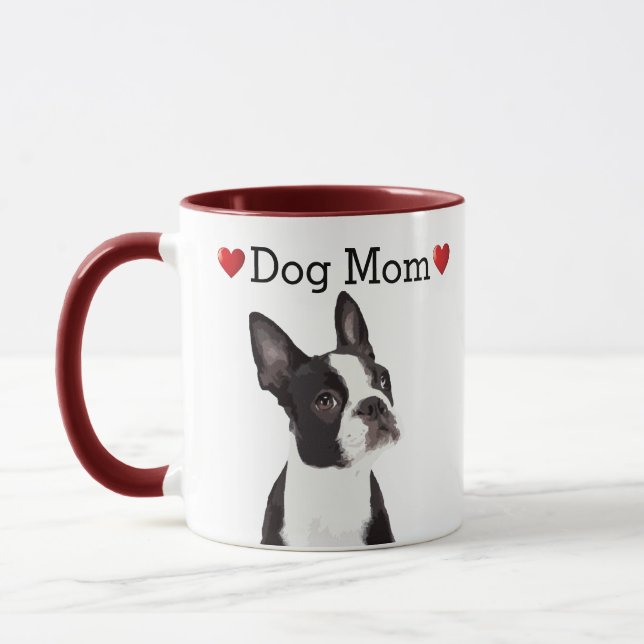 Cute Boston Terrier Heart Dog Mom Puppy Mug (Left)
