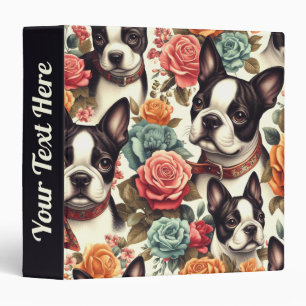 Cute Boston Terrier Illustration Binder