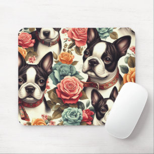 Cute Boston Terrier Illustration Mouse Pad