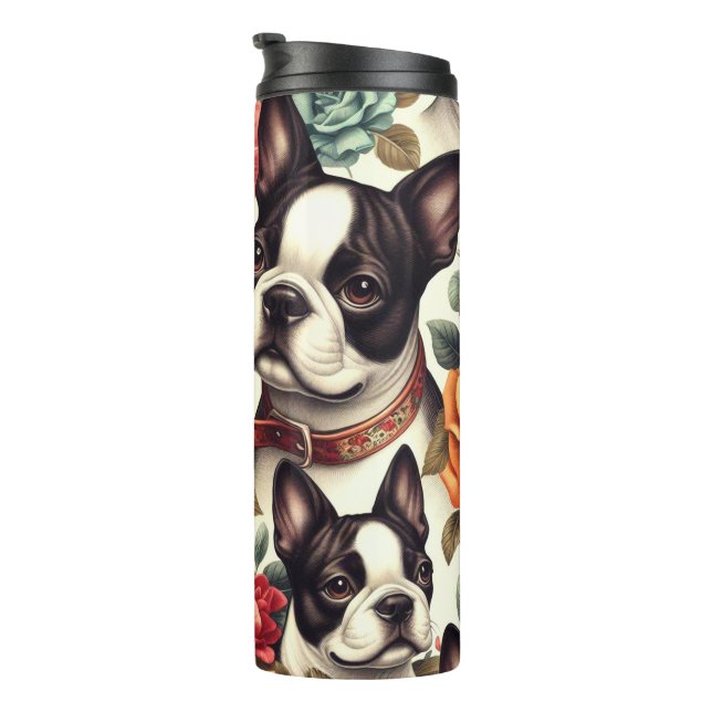 Cute Boston Terrier Illustration Thermal Tumbler (Rotated Right)