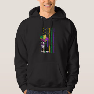 Cute Boston Terrier Mardi Gras American Flag Dog L Hoodie