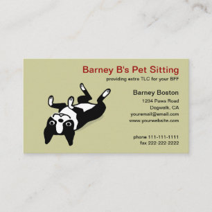 Cute Boston Terrier - Pet Care Business Card
