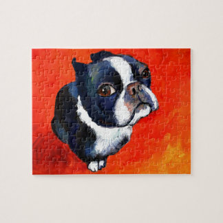 Cute Boston Terrier puppy dog gifts Jigsaw Puzzle