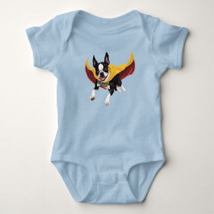 Cute Boston Terrier Superhero Baby Bodysuit