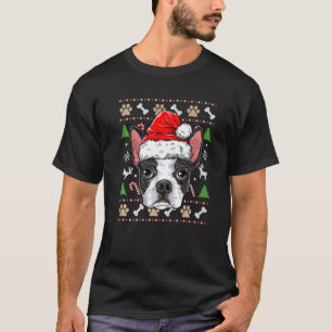 Cute Boston Terrier Ugly Christmas Sweater Santa H