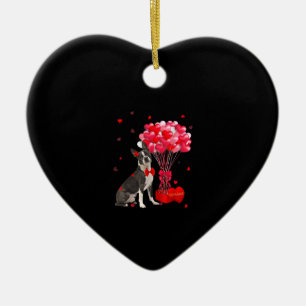 Cute Boston Terrier Valentines Day Heart Dog Lover Ceramic Ornament