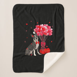 Cute Boston Terrier Valentines Day Heart Dog Lover Sherpa Blanket