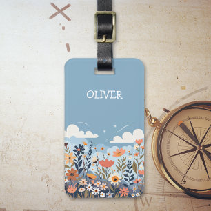 Cute Botanical Elegant Wildflowers  Personalized Luggage Tag