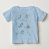 Cute Botanical Eucalyptus & Gold Balloons Baby Bib