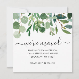 Cute Botanical Foliage We've Moved New Home Moving Announcement