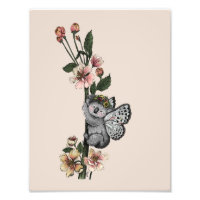 Cute Botanical Koala Beary Watercolor Illustration