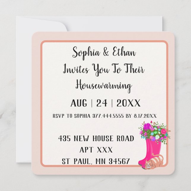 Cute Botanical Modern Minimalistic Housewarming  Invitation (Front)