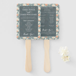 Cute Botanical Tulip Romantic Wedding Programs Hand Fan