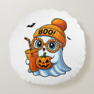 Cute-Bougee-Ghost-Halloween Round Pillow