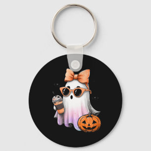 Cute Bougie Ghost Coffee Pumpkin Spooky Season Hal Keychain