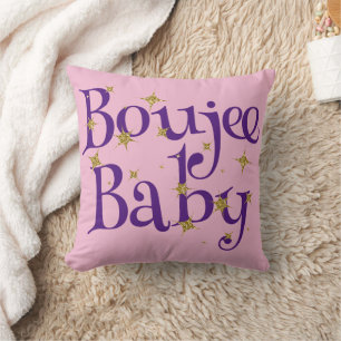 Cute Boujee Baby Purple & Pink Throw Pillow