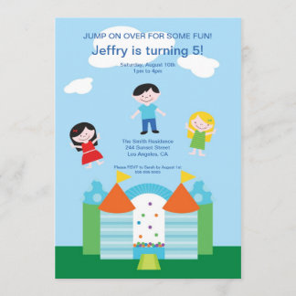 Cute Bounce House Birthday Party Invitation